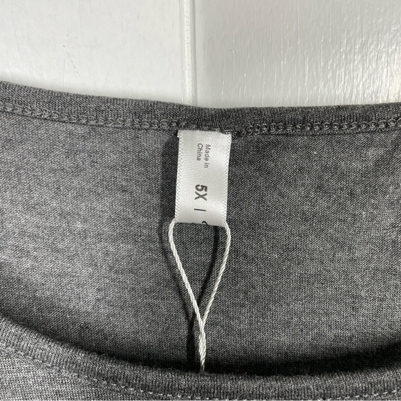 NWT Rosegal Gray Skull Graphic Long Sleeve Jersey Plus Size Tee 5X - Picture 5 of 7